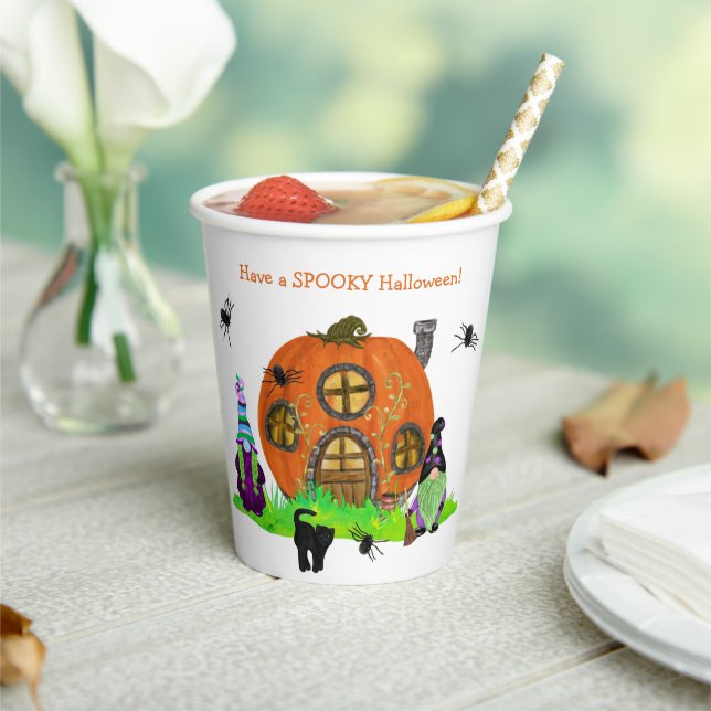 Kids Whimsical Gnomes Halloween  Paper Cups (Insitu)