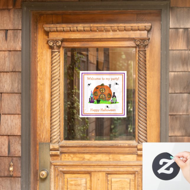 Kids Whimsical Gnomes Halloween  Window Cling (Home Door)