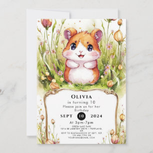 Kids Whimsical Hamster Birthday Invitation