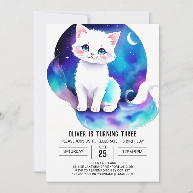 Kids' Whimsical Kitten Birthday Invitation (Front)