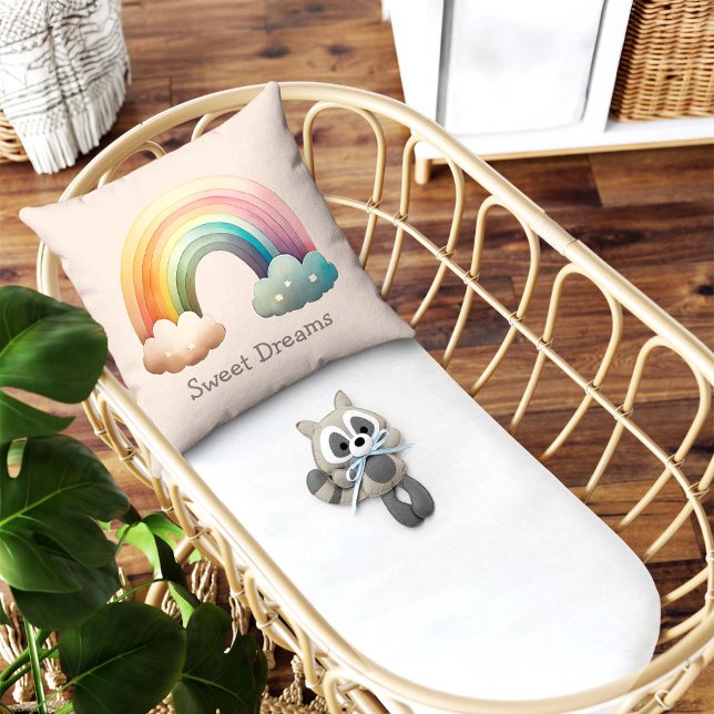 Kids Whimsical Pastel Rainbow in Clouds Cushion (Creator Uploaded)