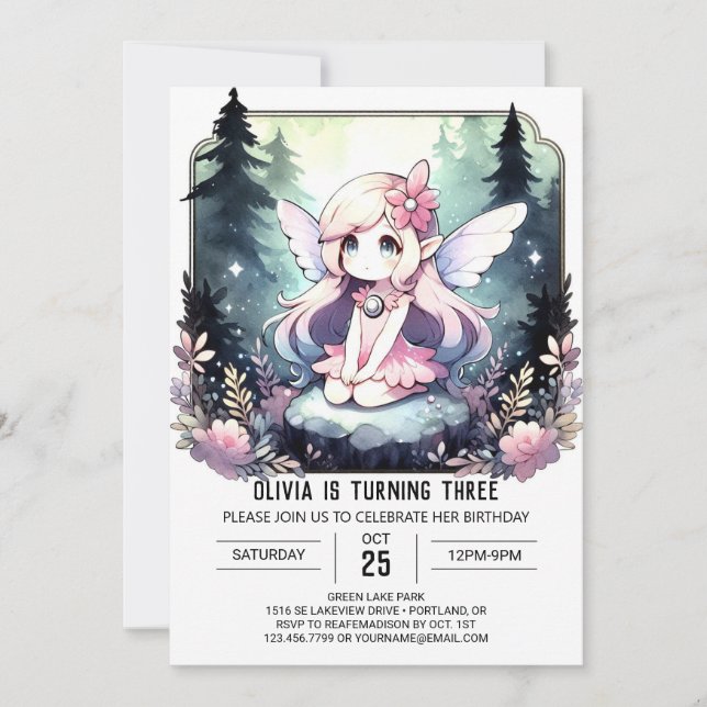 Kids Whimsy Fairy Birthday Invitation (Front)