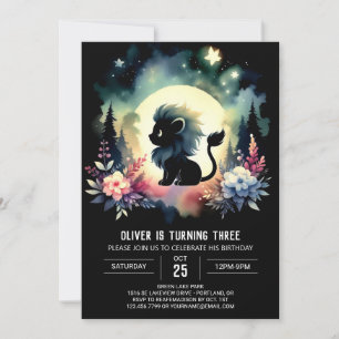 Kids Whimsy Lion Birthday Invitation