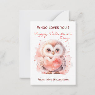 Kids Whoo Loves You Classroom Valentines  Card