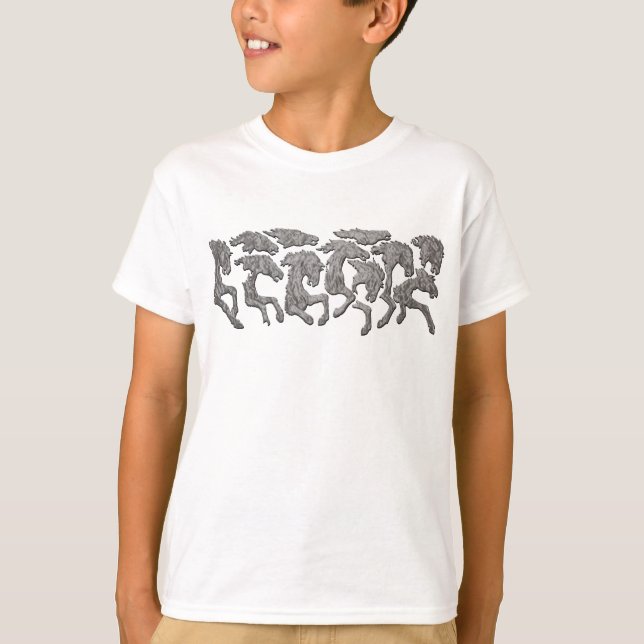 Kid's Wild Horses Shirts Horse Art Kid's Shirts (Front)