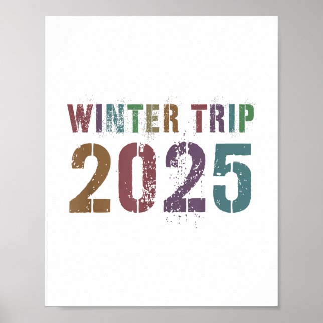Kids Winter Trip 2025 Skiing Beach Travel Mermaid  Poster (Front)