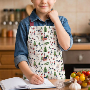 Kids Winter Village Christmas Baking Cooking Apron