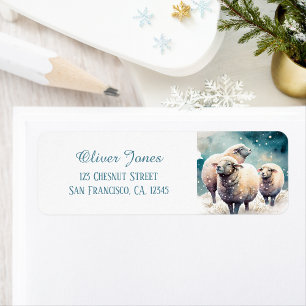 Kids Winter Watercolor Sheep Return address