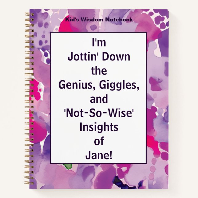 Kid's Wisdom: My Child's Insights Personalised Prp Notebook (Front)
