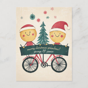 Kids Wishing Merry Christmas Holiday Postcard