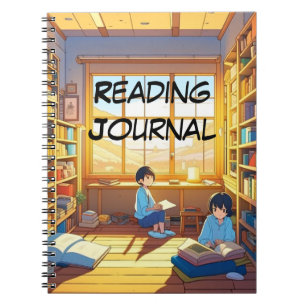 Kids with books reading journal Anime style