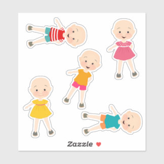 Kids with No Hair Stickers Set 2