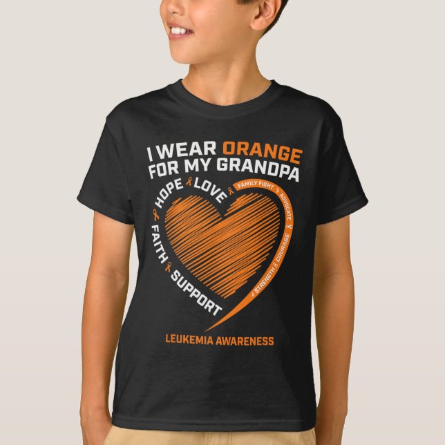 Kids Women I Wear Orange For My Grandpa Leukaemia  T-Shirt (Front)