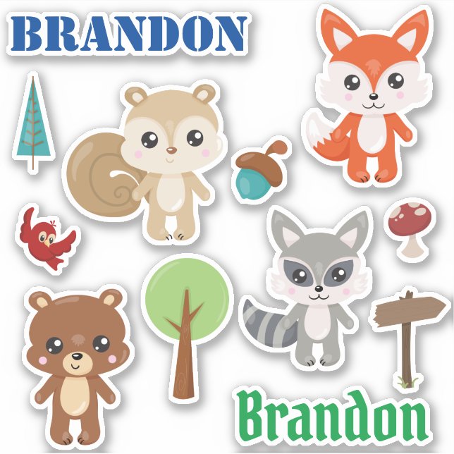 Kids Woodland Animals Personalised Fun set (Front)