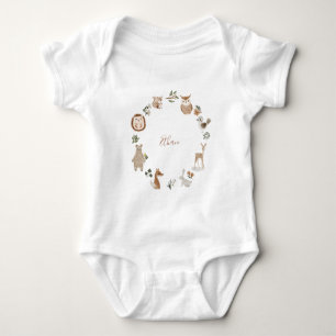 Kids Woodland Animals Personalised Name Watercolor Baby Bodysuit