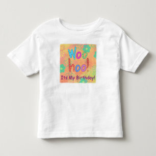 Kid's Woohoo Its My Birthday Orange Graphic Toddler T-Shirt