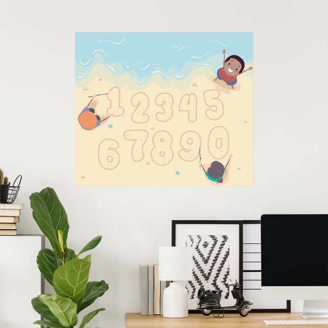 Kids Writing Numbers In The Sand Poster (Creator Uploaded)