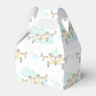 Kids Yellow Airplane Flying Aviation Birthday Favour Box