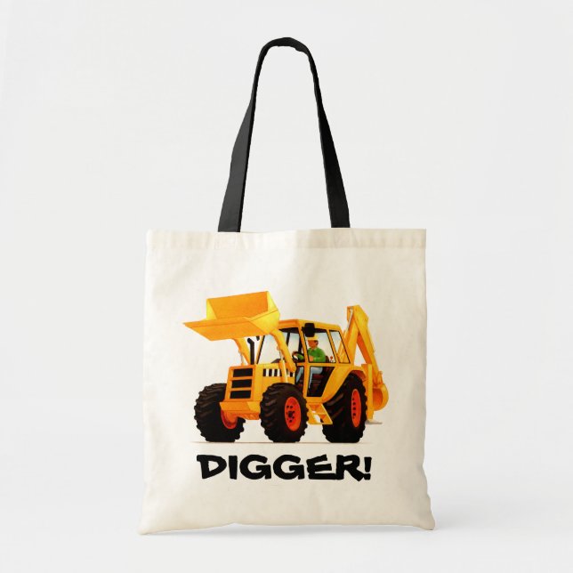 Kids Yellow Digger Tote Bag (Front)