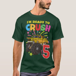 Kids Yellow Monster Truck Gift is Ready For My 5th T-Shirt