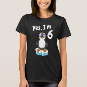 Kids Yes I'm Six 6th Birthday Party Penguin Zookee T-Shirt