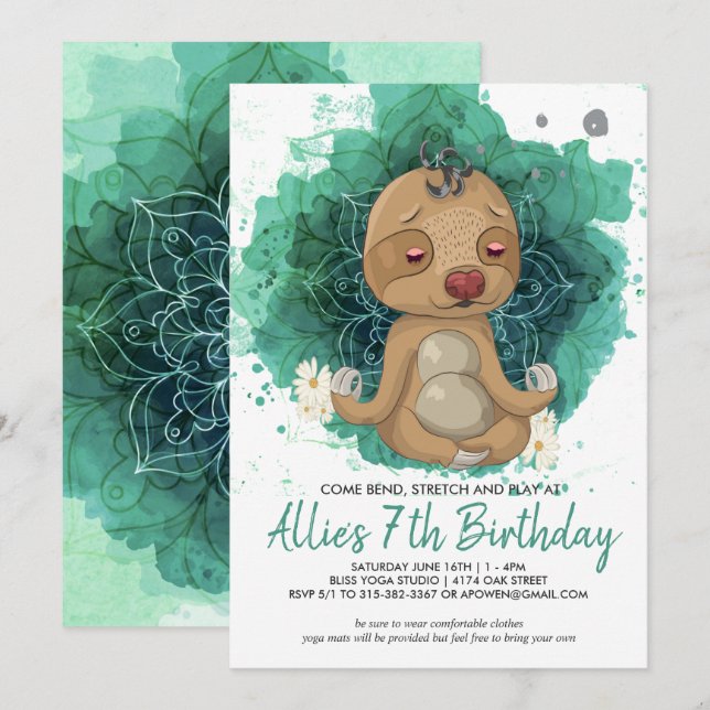 Kids Yoga Birthday Party Invitation (Front/Back)