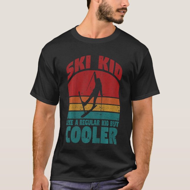Kids  Young Skier Sports Downhill Skiing Youth Kid T-Shirt (Front)