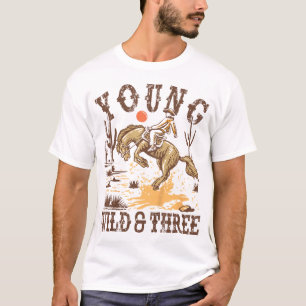 Kids Young Wild  Three Cowboy Western Rodeo T-Shirt