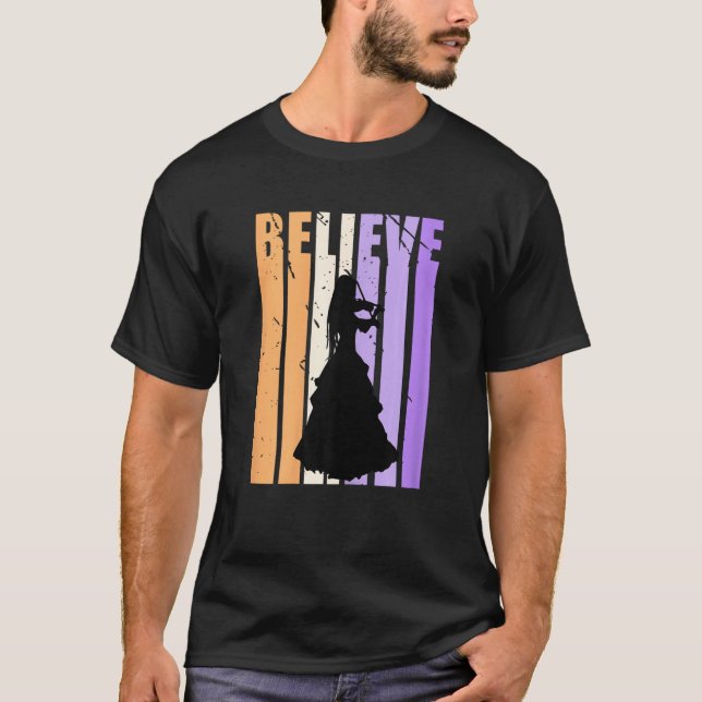 Kids Youth Retro Violin Believe Practice Plays The T-Shirt (Front)
