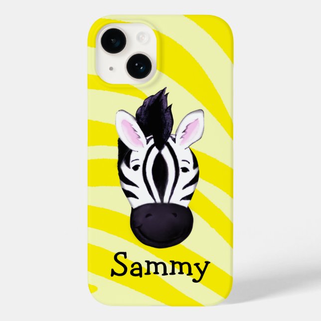 Kids zebra on yellow print named ipad case (Back)