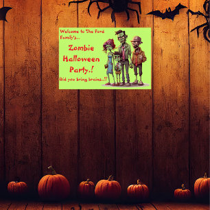 Kids Zombie Family Halloween Party Poster