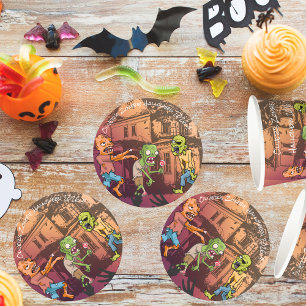 Kids Zombie Halloween Party Round Paper Coaster