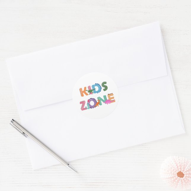 Kids Zone Dinosaurs Classic Round Sticker (Envelope)