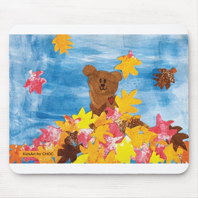 KidsArt for CHOC - Fall Leaves Bear Mouse Mat (Front)