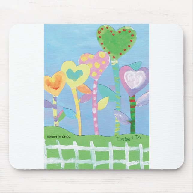 KidsArt for CHOC - Hearts with Picket Fence Mouse Mat (Front)