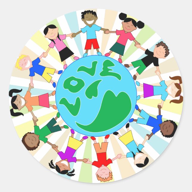 KidsLoveGlobe Classic Round Sticker (Front)