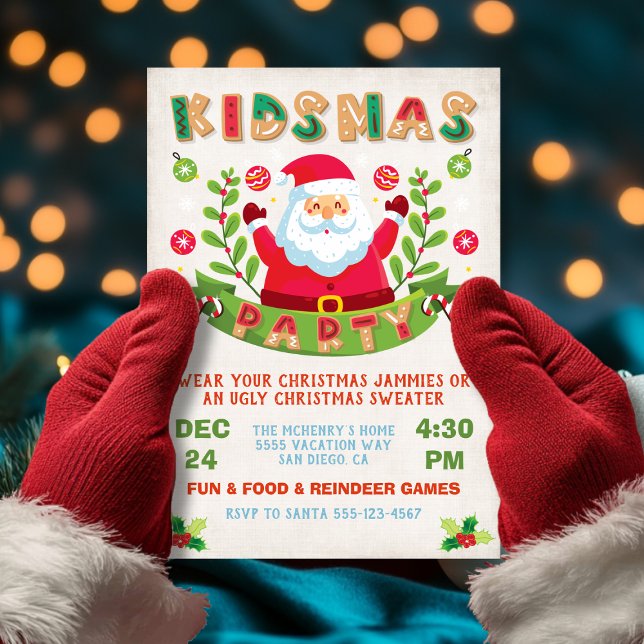 Kidsmas Christmas Holiday Children's Party Invitation (Creator Uploaded)