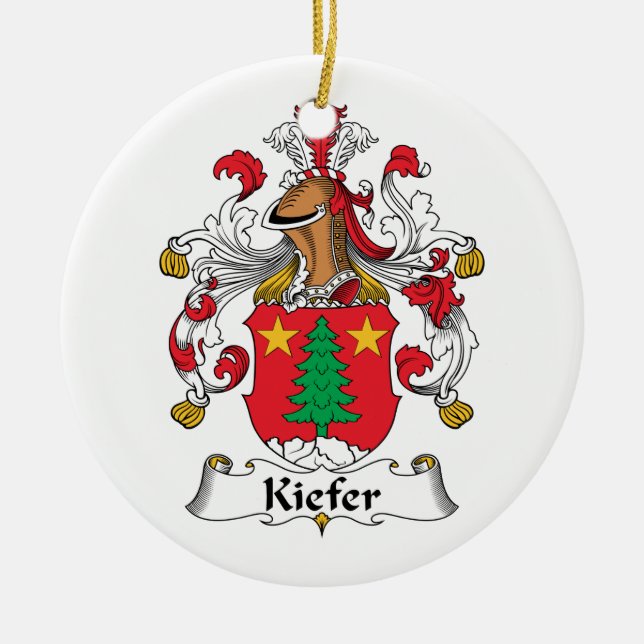 Kiefer Family Crest Ceramic Tree Decoration (Front)