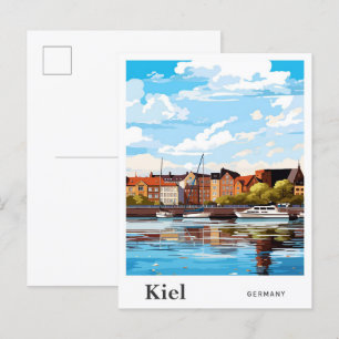 Kiel Germany Art Vintage Travel Illustration Postcard