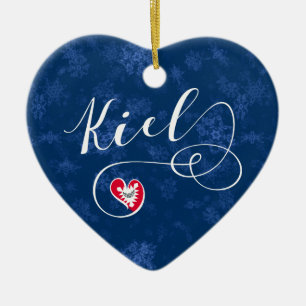 Kiel Heart, Christmas Tree Ornament, Germany Ceramic Tree Decoration