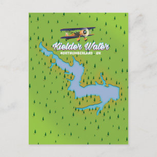 Kielder Water Northumberland UK map Postcard