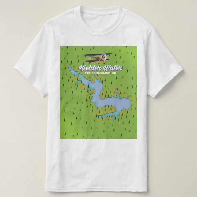 Kielder Water Northumberland UK map T-Shirt (Design Front)