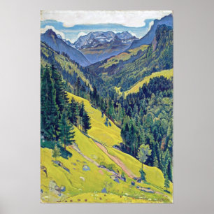 Kiental with Blüemlisalp, Swiss Vintage Travel Poster