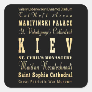 Kiev City of Ukraine Typography Art Square Sticker