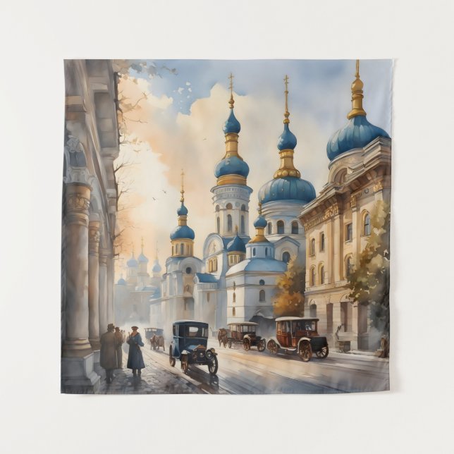 Kiev Ukraine watercolor Tapestry (Front)