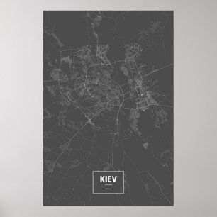 Kiev, Ukraine (white on black) Poster