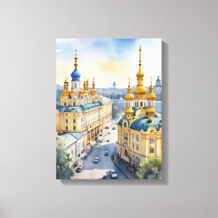 Kiev watercolor art canvas print