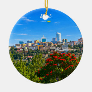 Kigali, Rwanda - Modern Cityscape Skyline Ceramic Tree Decoration