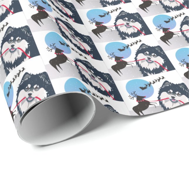 KIITOS SANTA- Finnish Lapphund  gift wrap (Roll Corner)