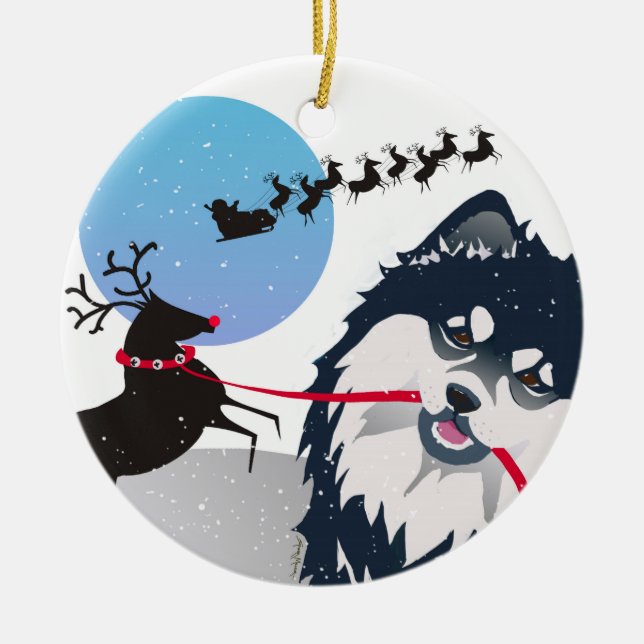KIITOS SANTA - Finnish Lapphund Porcelain Ornament (Front)